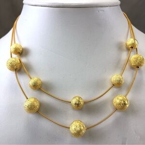 18KT gold plated two row ball sphere necklace